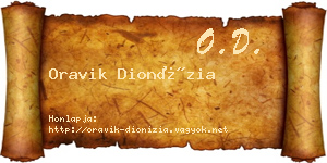 Oravik Dionízia névjegykártya
